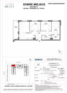 4 pokoje, mieszkanie 70,75 m², piętro 1, oferta nr A.1M07, Dobre Miejsce, Gdynia, Pogórze, Pogórze, ul. Pucka