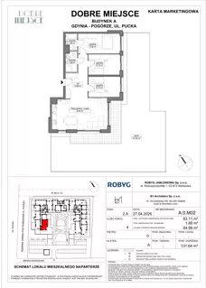 4 pokoje, mieszkanie 83,11 m², piętro 1, oferta nr A.1M03, Dobre Miejsce, Gdynia, Pogórze, Pogórze, ul. Pucka