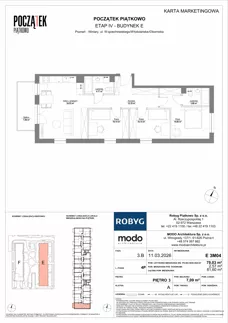 4 pokoje, mieszkanie 79,03 m², piętro 3, oferta nr E.3M04, Początek Piątkowo Budynek E, Poznań, Piątkowo, ul. Wojciechowskiego