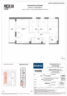4 pokoje, mieszkanie 76,66 m², piętro 4, oferta nr F.4M08, Początek Piątkowo Budynek F, Poznań, Piątkowo, ul. Wojciechowskiego