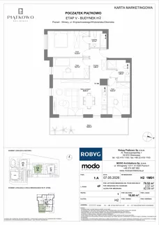 4 pokoje, mieszkanie 79,52 m², piętro 1, oferta nr H2.1M01, Piątkowo Residence, Poznań, Piątkowo, Piątkowo, ul. Wojciechowskiego