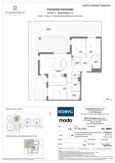 4 pokoje, mieszkanie 110,39 m², piętro 1, oferta nr H3.1M02, Piątkowo Residence, Poznań, Piątkowo, Piątkowo, ul. Wojciechowskiego