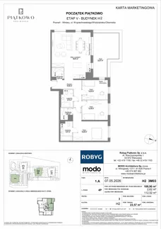 4 pokoje, mieszkanie 109,90 m², piętro 3, oferta nr H2.3M03, Piątkowo Residence, Poznań, Piątkowo, Piątkowo, ul. Wojciechowskiego