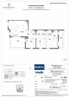 4 pokoje, mieszkanie 105,37 m², piętro 3, oferta nr H2.3M01, Piątkowo Residence, Poznań, Piątkowo, Piątkowo, ul. Wojciechowskiego
