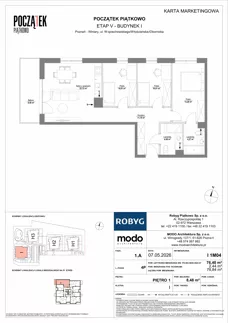4 pokoje, mieszkanie 76,40 m², piętro 1, oferta nr I.1M04, Początek Piątkowo Budynek I, Poznań, Piątkowo, ul. Wojciechowskiego