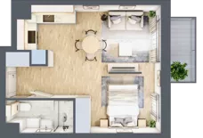 1 pokój, mieszkanie 33,71 m², piętro 1, oferta nr C.1M04, Foresteria, Gdynia, Wielki Kack, Kacze Buki, ul. Bieszczadzka
