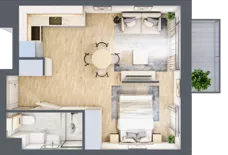 1 pokój, mieszkanie 33,84 m², piętro 1, oferta nr C.1M05, Foresteria, Gdynia, Wielki Kack, Kacze Buki, ul. Bieszczadzka