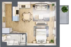 1 pokój, mieszkanie 34,67 m², piętro 4, oferta nr C.4M08, Foresteria, Gdynia, Wielki Kack, Kacze Buki, ul. Bieszczadzka