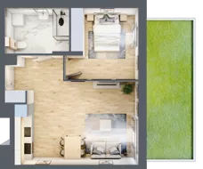 2 pokoje, mieszkanie 48,60 m², parter, oferta nr C.0M08, Foresteria, Gdynia, Wielki Kack, Kacze Buki, ul. Bieszczadzka