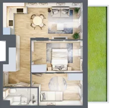 3 pokoje, mieszkanie 53,18 m², parter, oferta nr C.0M03, Foresteria, Gdynia, Wielki Kack, Kacze Buki, ul. Bieszczadzka