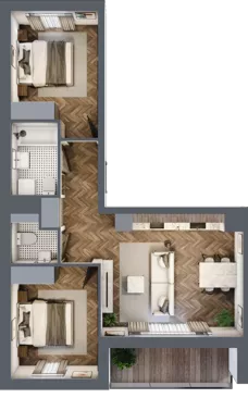 3 pokoje, mieszkanie 55,68 m², piętro 7, oferta nr E.7M13, Nowa Wałowa, Gdańsk, Śródmieście, ul. Stępkarska / Wiosna Ludów