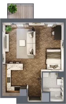 1 pokój, mieszkanie 36,02 m², piętro 1, oferta nr E.1M13, Nowa Wałowa, Gdańsk, Śródmieście, ul. Stępkarska / Wiosna Ludów