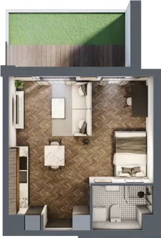 1 pokój, mieszkanie 33,18 m², parter, oferta nr E.0M04, Nowa Wałowa, Gdańsk, Śródmieście, ul. Stępkarska / Wiosna Ludów