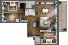 4 pokoje, mieszkanie 106,99 m², piętro 7, oferta nr E.7M06, Nowa Wałowa, Gdańsk, Śródmieście, ul. Stępkarska / Wiosna Ludów