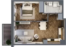 2 pokoje, mieszkanie 42,75 m², piętro 3, oferta nr E.3M11, Nowa Wałowa, Gdańsk, Śródmieście, ul. Stępkarska / Wiosna Ludów