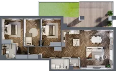 4 pokoje, mieszkanie 98,39 m², piętro 1, oferta nr E.1M17, Nowa Wałowa, Gdańsk, Śródmieście, ul. Stępkarska / Wiosna Ludów