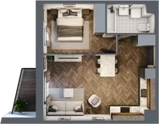 2 pokoje, mieszkanie 40,32 m², piętro 1, oferta nr E.1M08, Nowa Wałowa, Gdańsk, Śródmieście, ul. Stępkarska / Wiosna Ludów