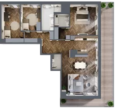 4 pokoje, mieszkanie 120,78 m², piętro 6, oferta nr E.6M17, Nowa Wałowa, Gdańsk, Śródmieście, ul. Stępkarska / Wiosna Ludów