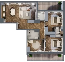 4 pokoje, mieszkanie 102,42 m², piętro 7, oferta nr E.7M03, Nowa Wałowa, Gdańsk, Śródmieście, ul. Stępkarska / Wiosna Ludów