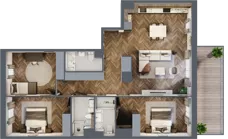 4 pokoje, mieszkanie 104,29 m², piętro 7, oferta nr E.7M07, Nowa Wałowa, Gdańsk, Śródmieście, ul. Stępkarska / Wiosna Ludów