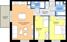 3 pokoje, mieszkanie 60,26 m², piętro 1, oferta nr 3.15.1M10, Szumilas bud. 11-15, Kowale, ul. Magazynowa