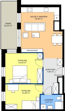 3 pokoje, mieszkanie 62,12 m², piętro 7, oferta nr I1.7M06, Nowa Wałowa I1, Gdańsk, Śródmieście, ul. Stępkarska / Wiosna Ludów