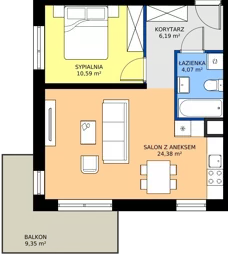 2 pokoje, mieszkanie 45,23 m², piętro 1, oferta nr I1.1M06, Nowa Wałowa I1, Gdańsk, Śródmieście, ul. Stępkarska / Wiosna Ludów