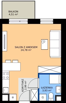 1 pokój, mieszkanie 31,69 m², piętro 1, oferta nr I1.1M14, Nowa Wałowa I1, Gdańsk, Śródmieście, ul. Stępkarska / Wiosna Ludów