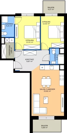 3 pokoje, mieszkanie 72,50 m², piętro 6, oferta nr I1.6M04, Nowa Wałowa I1, Gdańsk, Śródmieście, ul. Stępkarska / Wiosna Ludów