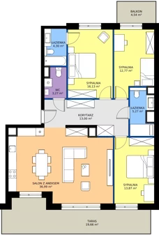 4 pokoje, mieszkanie 105,60 m², piętro 7, oferta nr I1.7M03, Nowa Wałowa I1, Gdańsk, Śródmieście, ul. Stępkarska / Wiosna Ludów