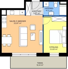 2 pokoje, mieszkanie 41,67 m², piętro 6, oferta nr I1.6M02, Nowa Wałowa I1, Gdańsk, Śródmieście, ul. Stępkarska / Wiosna Ludów