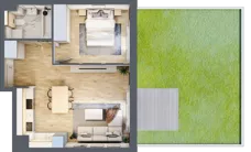 2 pokoje, mieszkanie 46,45 m², parter, oferta nr 2_3, Ogrody Wiślane VI, Warszawa, Białołęka, Tarchomin, ul. Aluzyjna 12