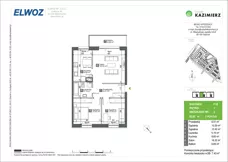 3 pokoje, mieszkanie 63,88 m², piętro 1, oferta nr F1B_3, Osiedle Kazimierz, Gdańsk, Orunia Górna-Gdańsk Południe, Maćkowy, ul. Władysława Jagiełły