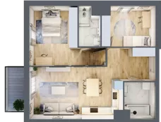 3 pokoje, mieszkanie 65,53 m², piętro 4, oferta nr C401, Enklawa Ursynów, Warszawa, Ursynów, Wyczółki, ul. Kłobucka 23A