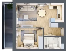 2 pokoje, mieszkanie 39,70 m², piętro 1, oferta nr E1-A006, Warszawski Świt Etap X, Warszawa, Targówek, Bródno, ul. Warszawski Świt