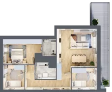 4 pokoje, mieszkanie 78,49 m², piętro 7, oferta nr E1-B129, Warszawski Świt Etap X, Warszawa, Targówek, Bródno, ul. Warszawski Świt