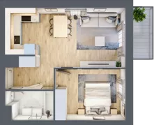 2 pokoje, mieszkanie 40,65 m², piętro 1, oferta nr E1-C134, Warszawski Świt Etap X, Warszawa, Targówek, Bródno, ul. Warszawski Świt