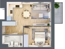 2 pokoje, mieszkanie 39,45 m², piętro 1, oferta nr E1-C133, Warszawski Świt Etap X, Warszawa, Targówek, Bródno, ul. Warszawski Świt