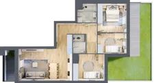 4 pokoje, mieszkanie 73,48 m², piętro 2, oferta nr E1-A011, Warszawski Świt Etap X, Warszawa, Targówek, Bródno, ul. Warszawski Świt