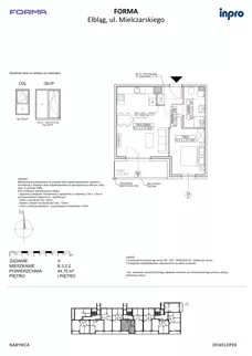 2 pokoje, mieszkanie 44,75 m², piętro 1, oferta nr B.3.2.2, FORMA - II etap, Elbląg, Zatorze, ul. Malborska