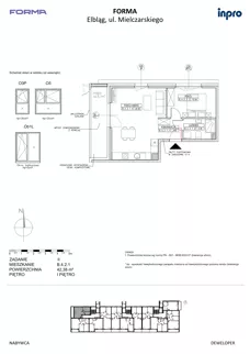 2 pokoje, mieszkanie 42,38 m², piętro 1, oferta nr B.4.2.1, FORMA - II etap, Elbląg, Zatorze, ul. Malborska
