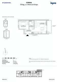 2 pokoje, mieszkanie 41,78 m², piętro 2, oferta nr B.2.3.4, FORMA - II etap, Elbląg, Zatorze, ul. Malborska