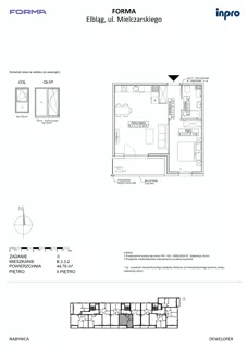 2 pokoje, mieszkanie 44,76 m², piętro 2, oferta nr B.3.3.2, FORMA - II etap, Elbląg, Zatorze, ul. Malborska
