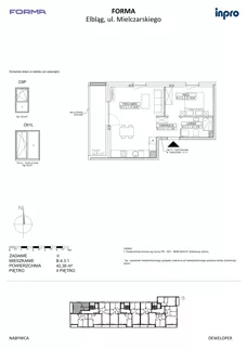 2 pokoje, mieszkanie 42,38 m², piętro 2, oferta nr B.4.3.1, FORMA - II etap, Elbląg, Zatorze, ul. Malborska