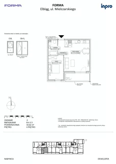 2 pokoje, mieszkanie 44,62 m², piętro 2, oferta nr B.4.3.3, FORMA - II etap, Elbląg, Zatorze, ul. Malborska