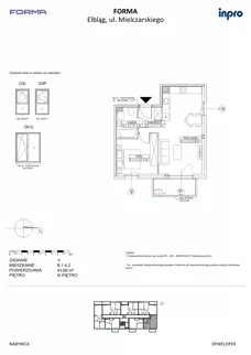 2 pokoje, mieszkanie 43,68 m², piętro 3, oferta nr B.1.4.2, FORMA - II etap, Elbląg, Zatorze, ul. Malborska