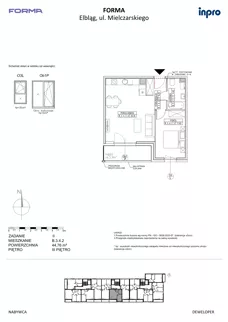2 pokoje, mieszkanie 44,76 m², piętro 3, oferta nr B.3.4.2, FORMA - II etap, Elbląg, Zatorze, ul. Malborska