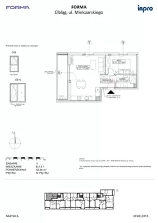 2 pokoje, mieszkanie 42,38 m², piętro 3, oferta nr B.4.4.1, FORMA - II etap, Elbląg, Zatorze, ul. Malborska