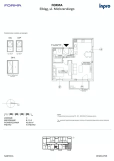 2 pokoje, mieszkanie 43,68 m², piętro 4, oferta nr B.1.5.2, FORMA - II etap, Elbląg, Zatorze, ul. Malborska