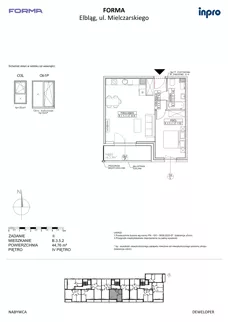 2 pokoje, mieszkanie 44,76 m², piętro 4, oferta nr B.3.5.2, FORMA - II etap, Elbląg, Zatorze, ul. Malborska